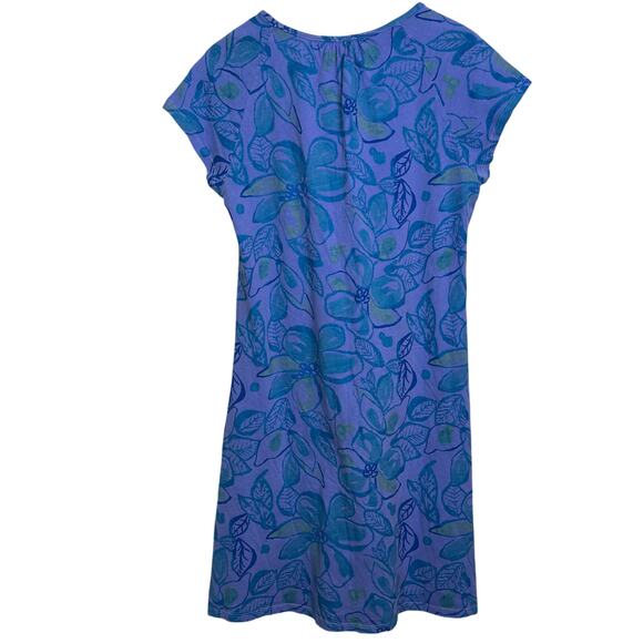 Fresh Produce Size Large Cotton Made in USA Purple Floral V Neck Dress - Picture 5 of 8